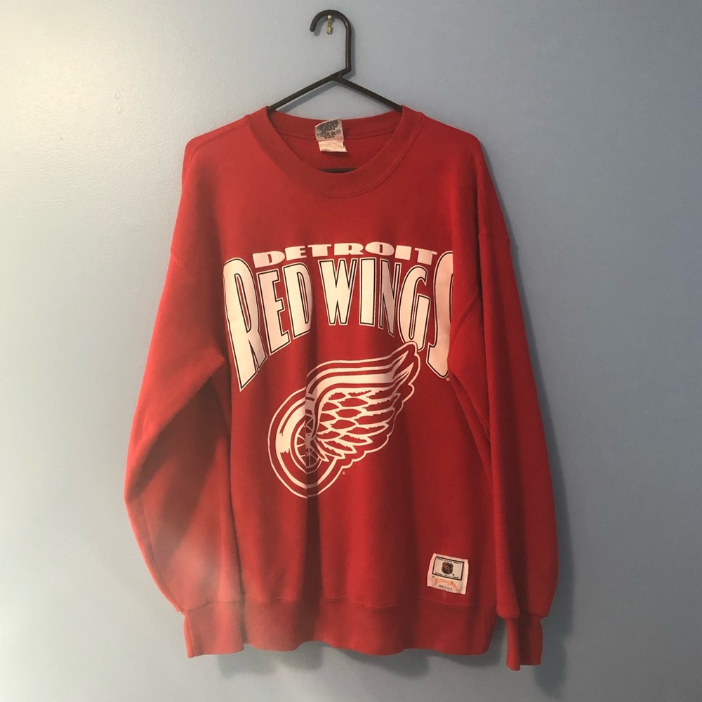 Detroit Red Wings Nutmeg Mills Hockey Red Sweater size XL Vintage Classic USA